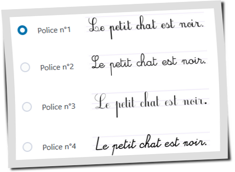 Liste des polices de caractères du générateur d'apprentissage de l'écriture pour les dyspraxiques